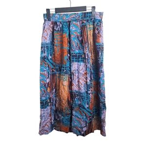 Lasting Impressions Multicolor‎ Artsy Whimsygoth Lightweight Flowy Midi Skirt 6